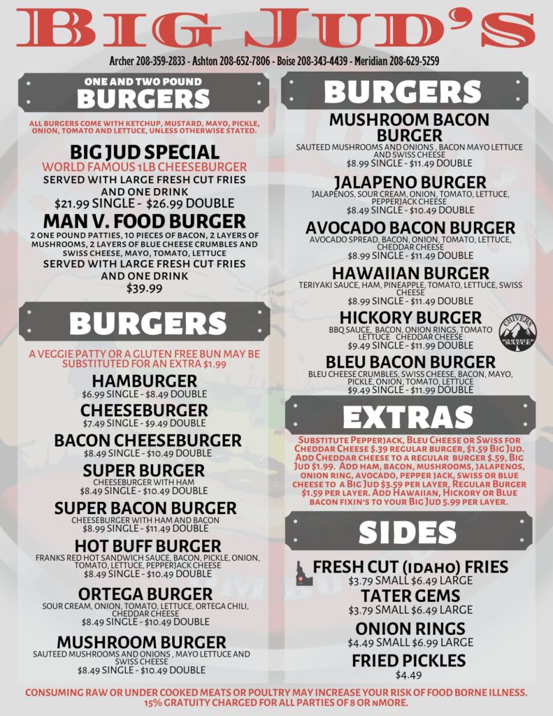 Menu – Big Jud's Boise